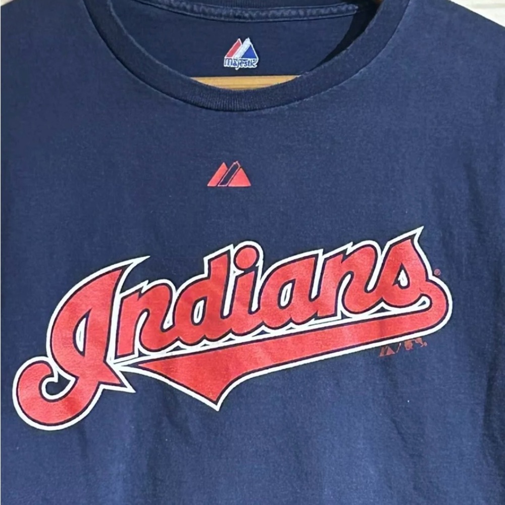 Vintage Cleveland Indians Tshirt - Majestic - Blue - Preowned - Good Shape